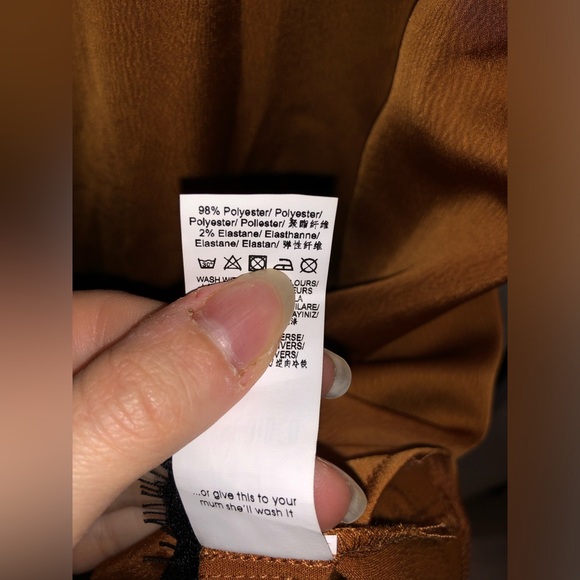 NWOT Missguided Terracotta Brown Mini Satin Slip Dress with Lace Trim - Size 6 - Picture 7 of 8